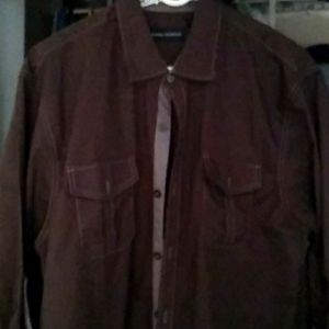 Michael Brandon size L large brown button down